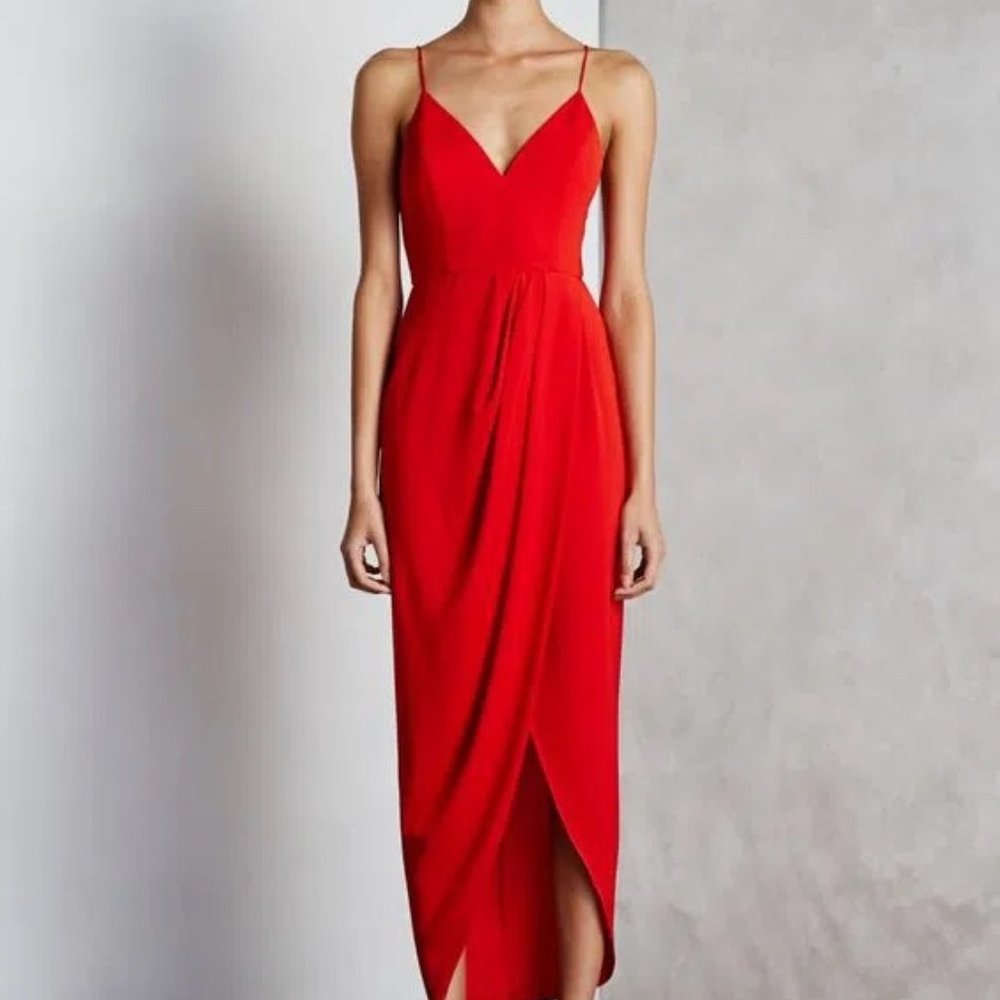 Shona Joy Core Cocktail Dress Red Size 6 (HEMMED)